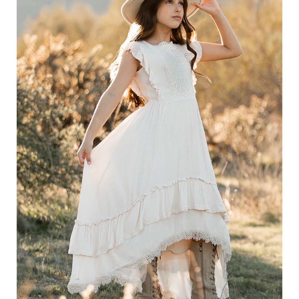 Joyfolie Cream Lace Kids Dress - Picture 5 of 6